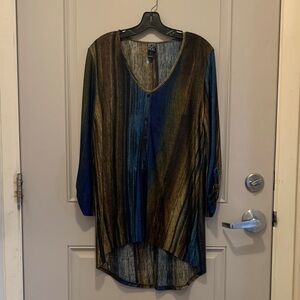 Clara SUNWOO Women’s  Blue/Gold Striped Ombré Tunic Size Large
